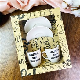 Halledicem Ama Hangi Birini Turkish Coffee Cups Set & Saucer With Special Box