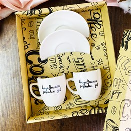 Hayallerinin Peşinden Git Turkish Coffee Cups Set & Saucer With Special Box