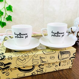 Hayallerinin Peşinden Git Turkish Coffee Cups Set & Saucer With Special Box