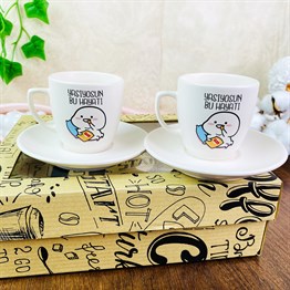 Yaşıyosun Bu Hayatı Turkish Coffee Cups Set & Saucer With Special Box