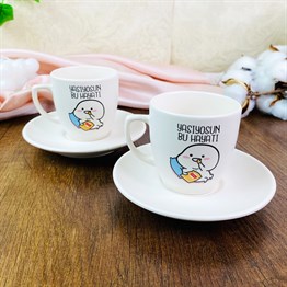 Yaşıyosun Bu Hayatı Turkish Coffee Cups Set & Saucer With Special Box