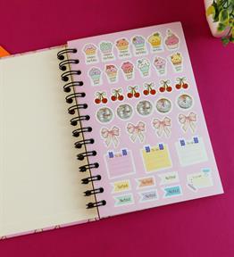 Özel Tasarım Spiralli 15*21 cm Dot Defter, Eskiz Defteri, Doodle Book - 2 SAYFA STICKER HEDİYELİ