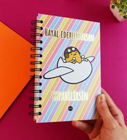 Özel Tasarım Spiralli 15*21 cm Dot Defter, Eskiz Defteri, Doodle Book - 2 SAYFA STICKER HEDİYELİ