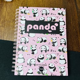 Panda Tasarımlı Çizgili Spiralli Defter 