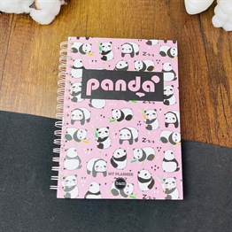 Panda Tasarımlı Çizgili Spiralli Defter 