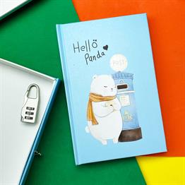 Panda Tasarımlı Kilitli Günlük Defter