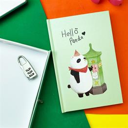 Panda Tasarımlı Kilitli Günlük Defter