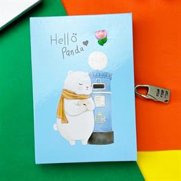 Panda Tasarımlı Kilitli Günlük Defter