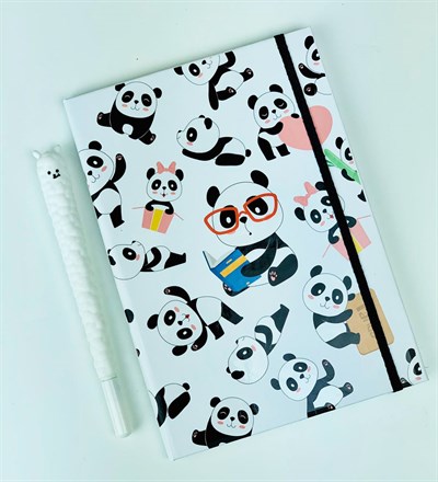Panda Tasarımlı Lastikli Defter 