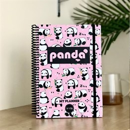 Panda Tasarımlı Sert Kapaklı Lastikli Sprelli Tarihsiz Akademik Haftalık Planlayıcı