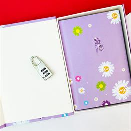 Papatya Tasarımlı Kilitli ilitli Günlük Defter