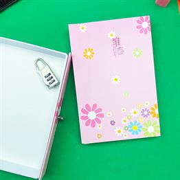 Papatya Tasarımlı Kilitli Günlük Defter