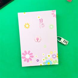 Papatya Tasarımlı Kilitli Günlük Defter