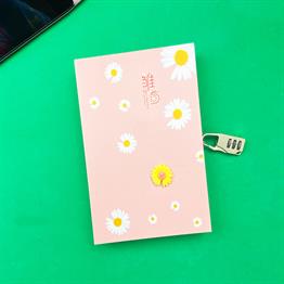 Papatya Tasarımlı Kilitli Günlük Defter