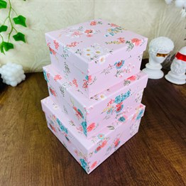Pink Flower Gift Box - 3 Pcs Set