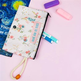 Pink Flower Cloth Pencil Case