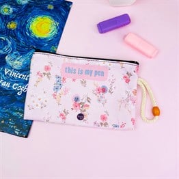 Pink Flower Cloth Pencil Case