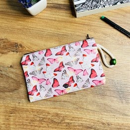 Pink Butterfly Cloth Pencil Case