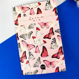Pembe Kelebek Tasarımlı Terzi Dikişli Defter