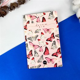Pembe Kelebek Tasarımlı Terzi Dikişli Defter
