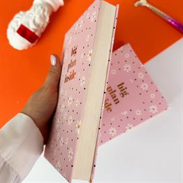 Pembe Papatya  Tasarımlı Kalın Kitap Görünümlü Defter Ve Bez Çanta