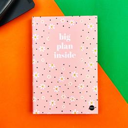 Pembe Papatya Tasarımlı Lastikli Defter