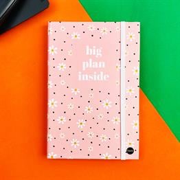 Pembe Papatya Tasarımlı Lastikli Defter