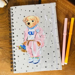 Pink Bear Tasarımlı Çanta Kapaklı Spiralli Defter