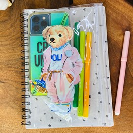 Pink Bear Tasarımlı Çanta Kapaklı Spiralli Defter