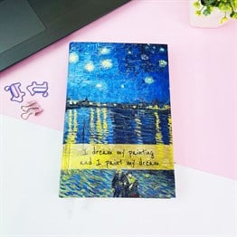 Ren Nehrinde Yıldızlı Bir Gece Tasarımlı Kalın Kitap Görünümlü Defter