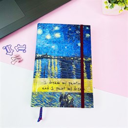Ren Nehrinde Yıldızlı Bir Gece Tasarımlı Kalın Kitap Görünümlü Defter