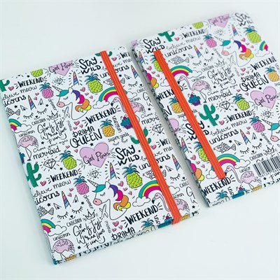 Rengarenk Tasarımlı Lastikli Defter