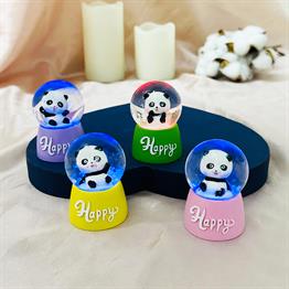 Renkli Panda Mini Işıklı Kar Küresi