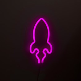 Roket Neon Işıklı Duvar Lambası