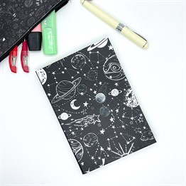 Saturn Ay Yıldız Tasarımlı Lastikli Defter