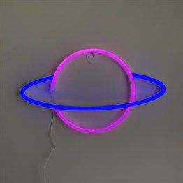 Satürn Neon Işıklı Duvar Lambası