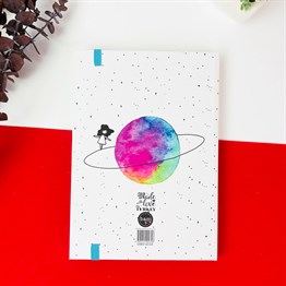 Satürnlü Kız Tasarımlı Lastikli Defter