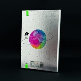 Satürnlü Kız Tasarımlı Metal Kapaklı Lastikli Defter