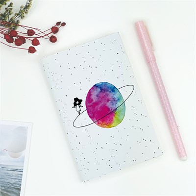 Saturnlu Kız Tasarımlı Toptan Cep Defteri