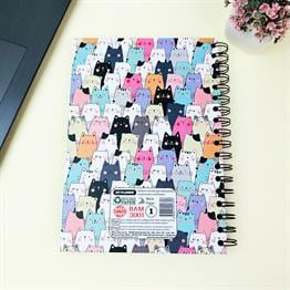 Sevimli Kedi Tasarımlı 23x16Cm  Siyah Yaprak Sketch Book - Eskiz Defteri