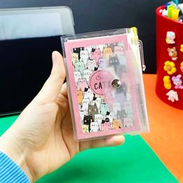 Sevimli Kedi Tasarımlı Kalemli PP Mini Çanta Defter