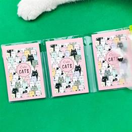 Sevimli Kedi Tasarımlı Kalemli PP Mini Çanta Defter