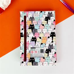 Sevimli Kedi Tasarımlı Kalın Kitap Görünümlü Defter Ve Bez Çanta
