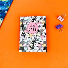 Sevimli Kedi Tasarımlı Sert Kapaklı Mini Defter