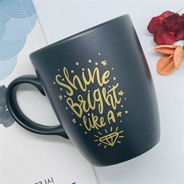 Shine Bright Like A Diamond Atın Yaldızlı Black Printed Mug