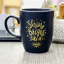 Shine Bright Like A Diamond Atın Yaldızlı Black Printed Mug