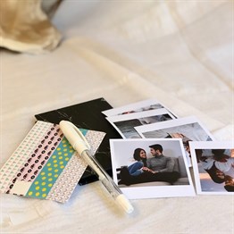 Black Marble Mini Photo Album w/Stickers