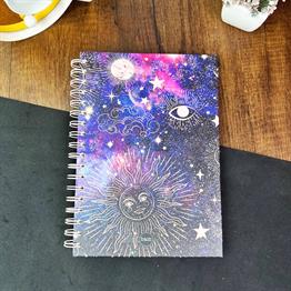 Space Tarot Tasarımlı Çizgili Spiralli Defter 