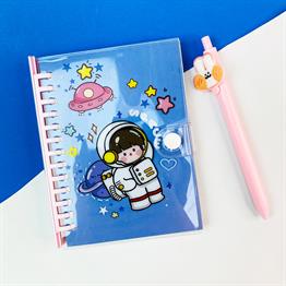 Space Tasarımlı Kilitli Günlük Defter Ve Kalem Set 