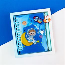 Space Tasarımlı Kilitli Günlük Defter Ve Kalem Set 